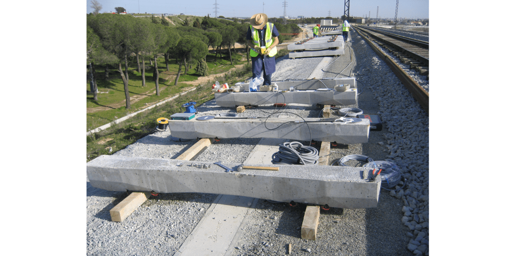 Total Pressure Cells being installed on sleepers on high speed rail