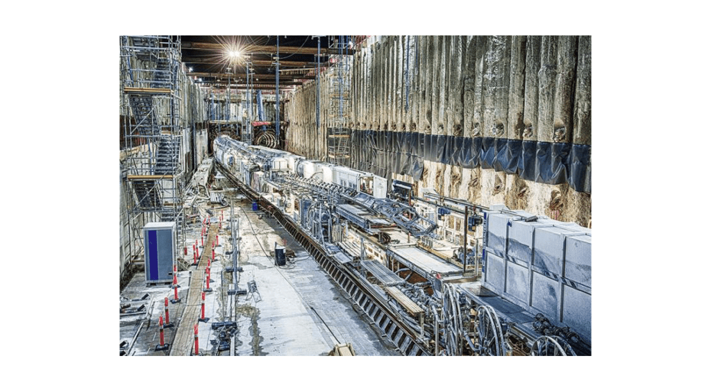 View of Nordhaven Metro station construction with TBM