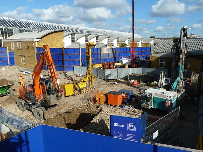 Site view of Whitechapel station box construction