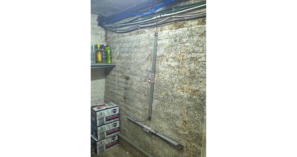 MEMS Tilt Beam mounted on wall in cellar